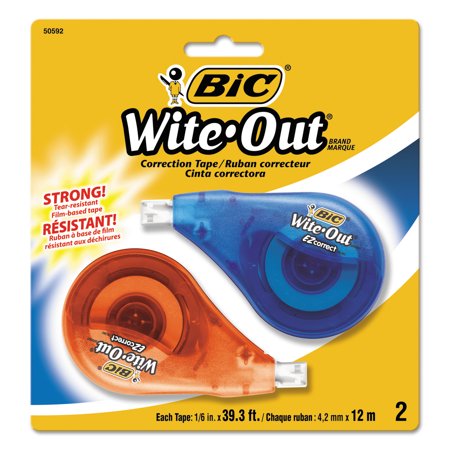 BIC Wite-Out Brand EZ Correct Correction Tape, White, 2 Count