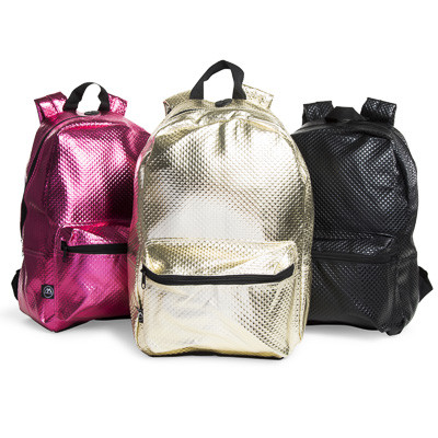 embossed metallic backpack 17in