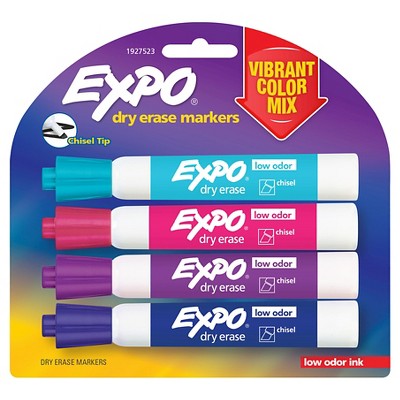 EXPO® Dry Erase Markers, Chisel Tip, 4ct - Multicolor Ink