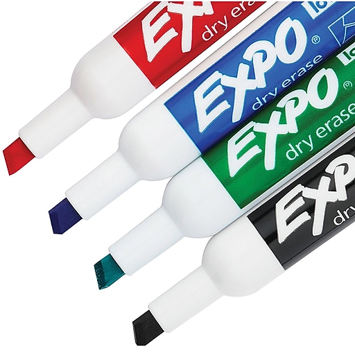 Expo® Low-Odor Dry-Erase Markers, Chisel Tip, Assorted, 4/pk (80174)