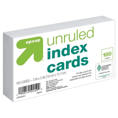 Index Cards Unruled 3" x 5" 100ct White - Up&Up™