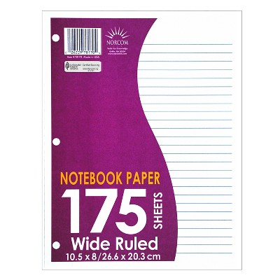 Norcom Filler Paper Wide Ruled 175ct White