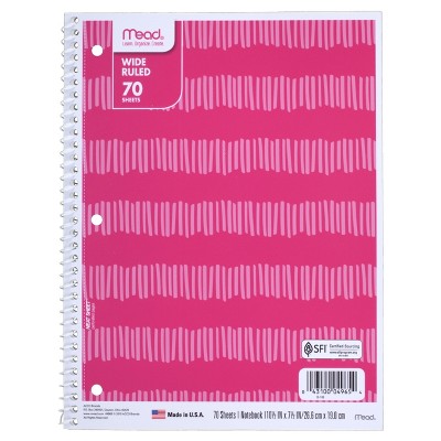 Spiral Notebook Wide Ruled 1 Subject Striped - Mead