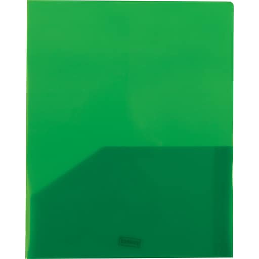 Staples Report Cover with 2 Pockets, Plastic, Green, 26383, Each (26383)