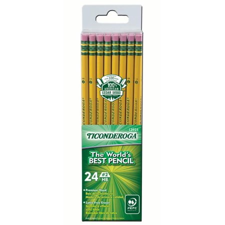 Ticonderoga Pencil, 24 Count HB #2, unsharpened. The world’s BEST Pencil!